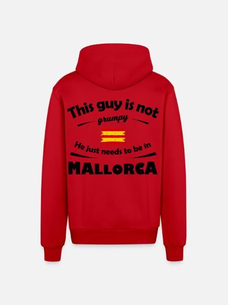 Brushed Spanish Mallorca Flag Stripes - Organic Relaxed Hooded Jacket Made in EU - red
