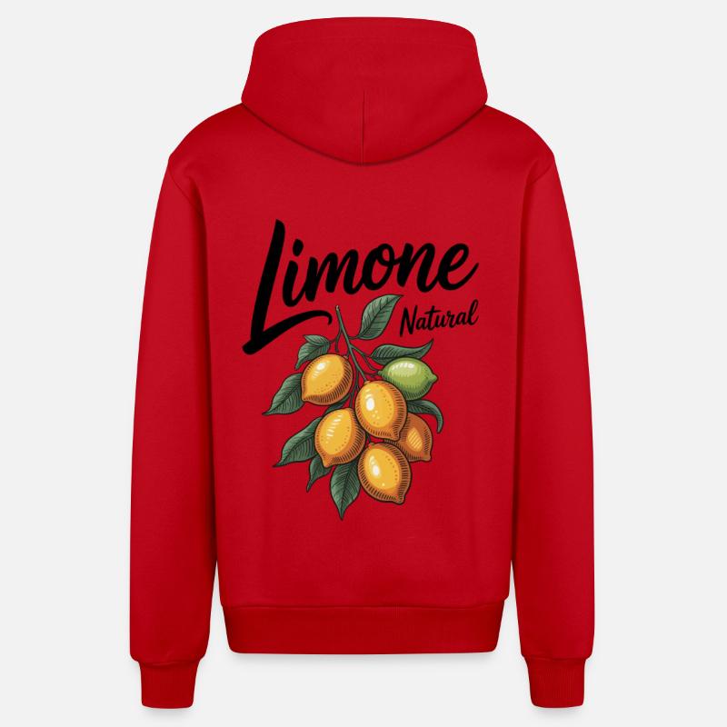 Citron vert - Veste à capuche bio décontractée fabriquée en UE - rouge