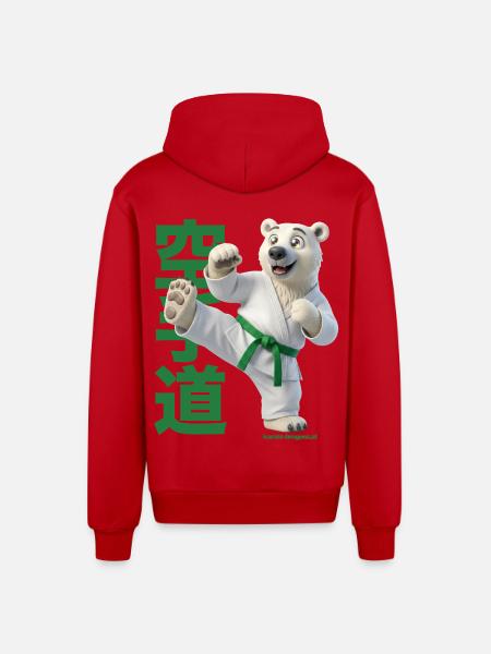 Karate Eisbär - Organic Relaxed Kapuzenjacke Made in EU - Rot