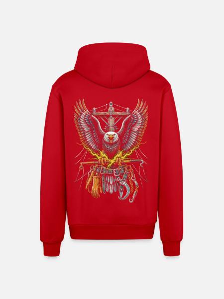 Leitungsmonteur Freileitungsmonteur - Organic Relaxed Kapuzenjacke Made in EU - Rot