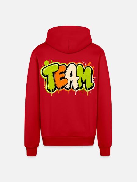Team - Organic Relaxed Hooded Jacket Made in EU - red