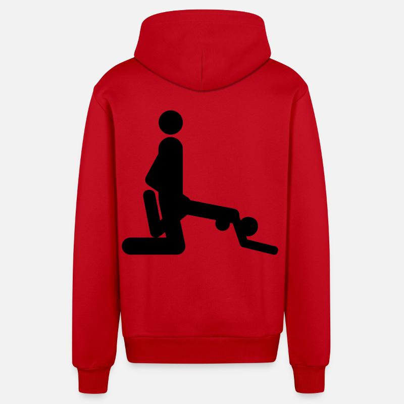 Position de baiser - Veste à capuche bio décontractée fabriquée en UE - rouge