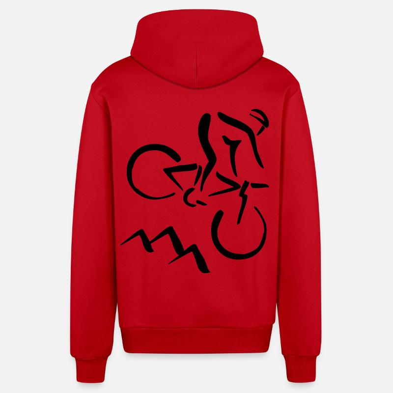 Biker - Veste à capuche bio décontractée fabriquée en UE - rouge