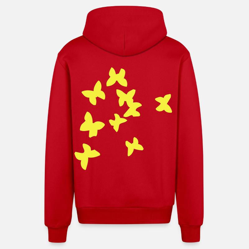 Oiseaux d'été jaune - Veste à capuche bio décontractée fabriquée en UE - rouge
