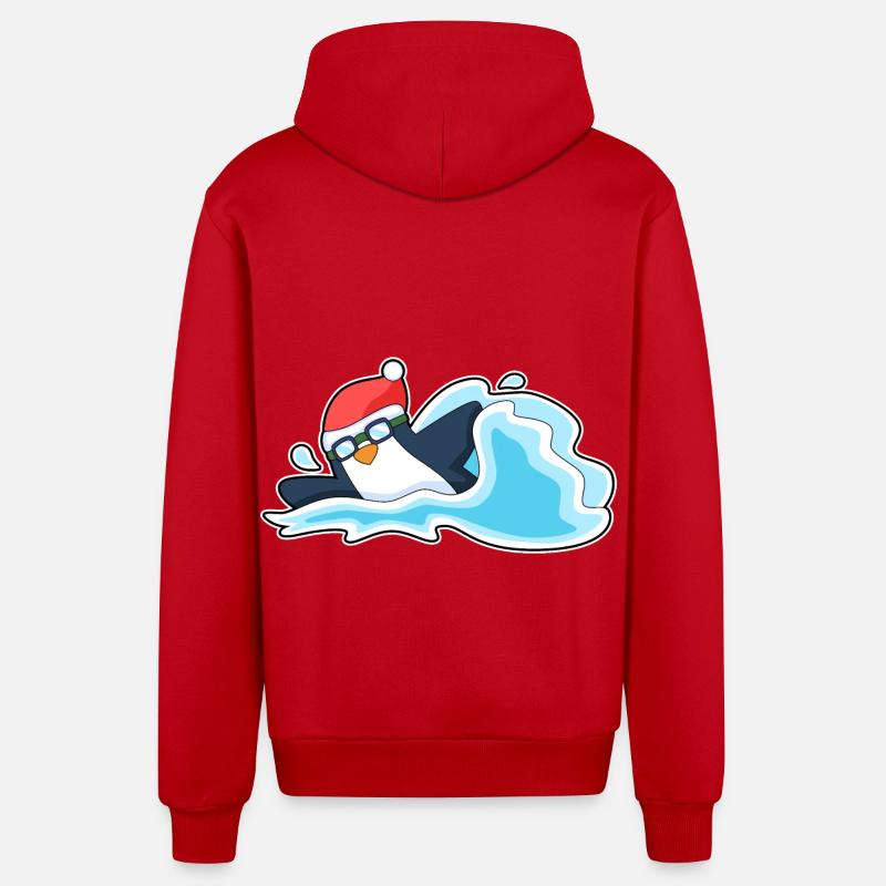 Pingouin Noël baignade - Veste à capuche bio décontractée fabriquée en UE - rouge