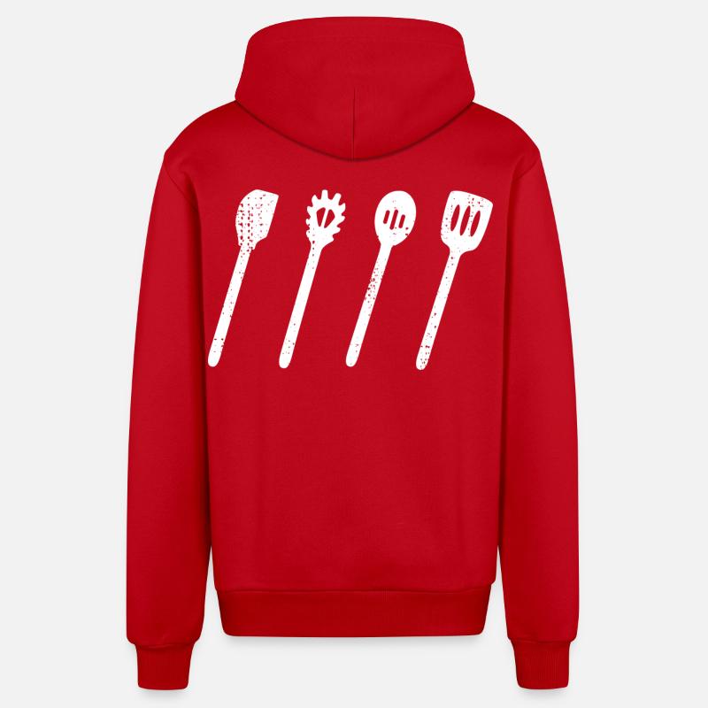 Cuillère en bois ensemble dessin - Veste à capuche bio décontractée fabriquée en UE - rouge