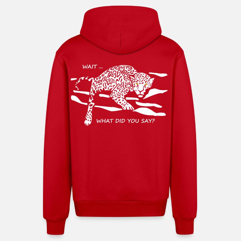 Leopard Awakened : Qu’avez-vous dit ? - Veste à capuche bio décontractée fabriquée en UE - rouge