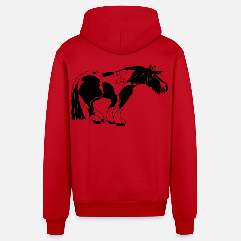 witziger Tinker , Tinker Schecke, Tinker reiten - Organic Relaxed Kapuzenjacke Made in EU - Rot