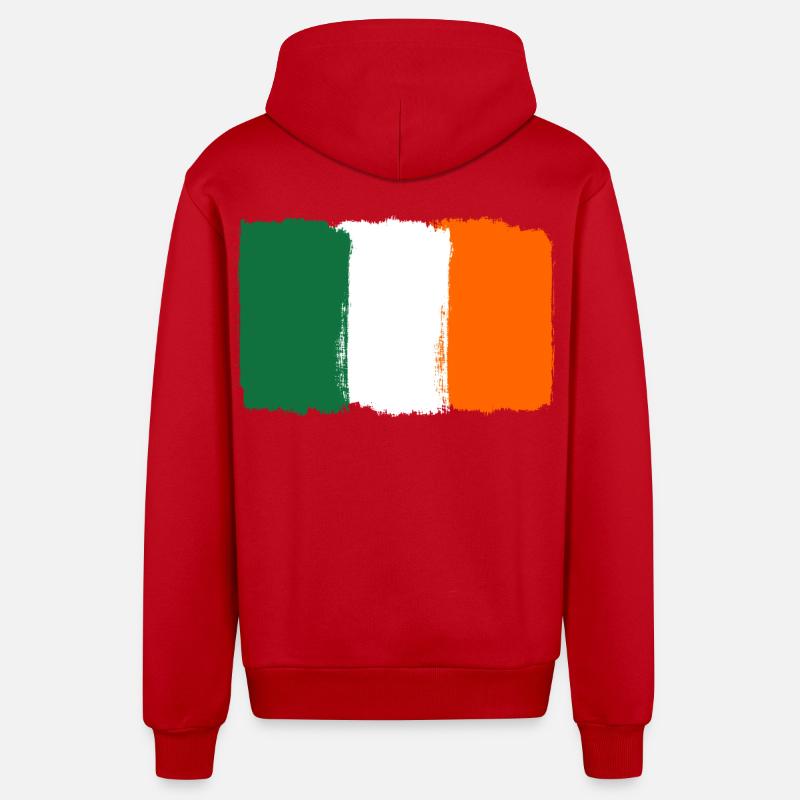 Drapeau de l’Irlande utilisé look - Veste à capuche bio décontractée fabriquée en UE - rouge