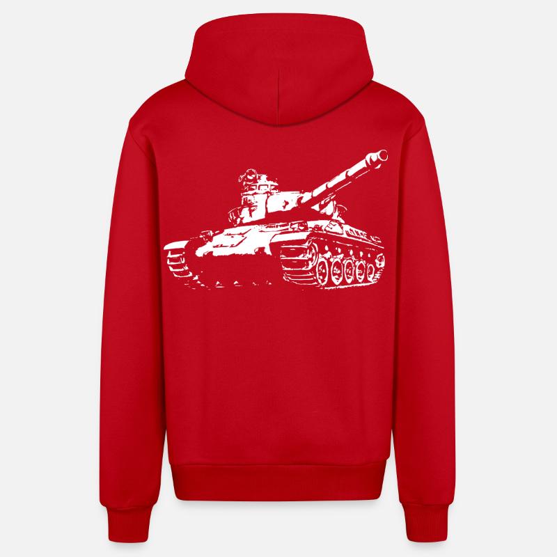 AMX 30 blanc - Veste à capuche bio décontractée fabriquée en UE - rouge