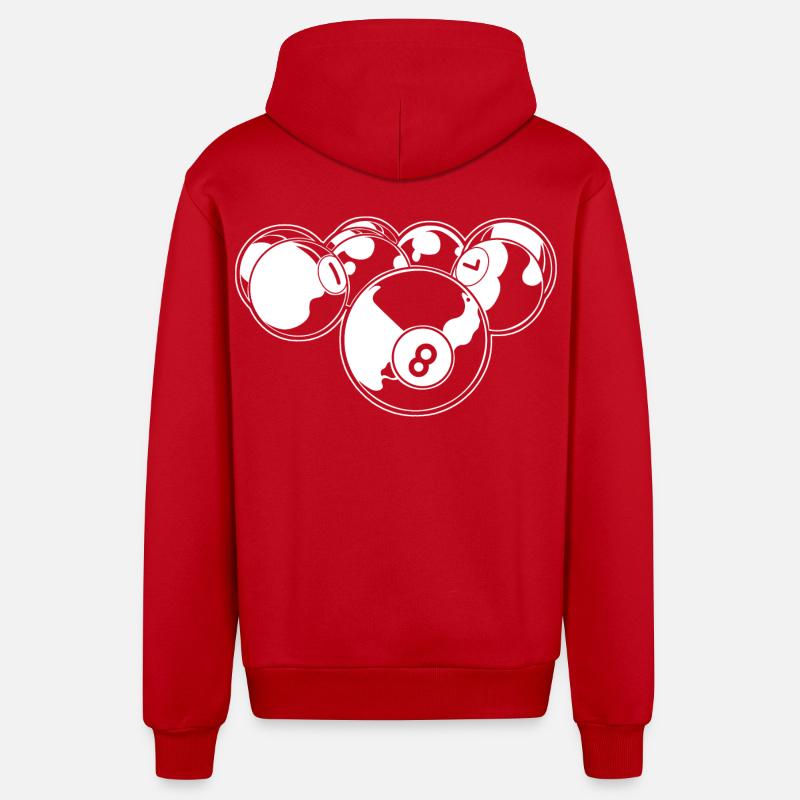 Billard à 8 boules - Veste à capuche bio décontractée fabriquée en UE - rouge
