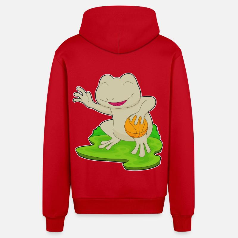 grenouille basketteur basketteur - Veste à capuche bio décontractée fabriquée en UE - rouge