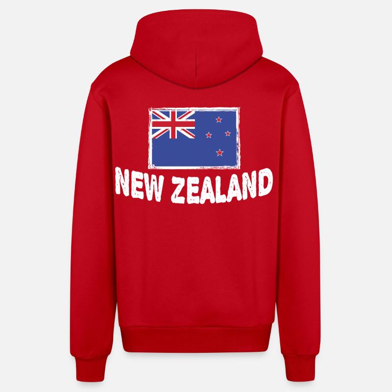 Drapeau néo-zélandais de la Nouvelle-Zélande - Veste à capuche bio décontractée fabriquée en UE - rouge