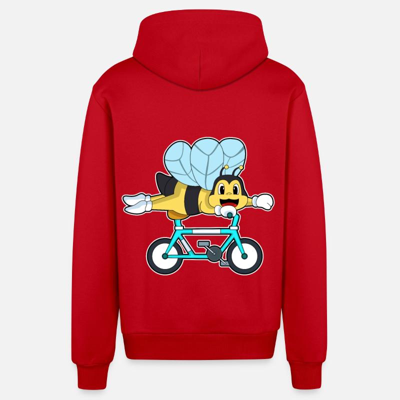 Abeille à vélo - Veste à capuche bio décontractée fabriquée en UE - rouge
