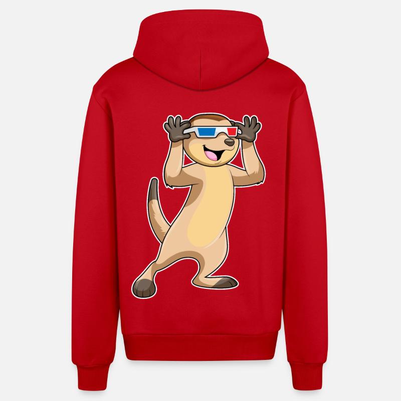 Suricates avec lunettes - Veste à capuche bio décontractée fabriquée en UE - rouge