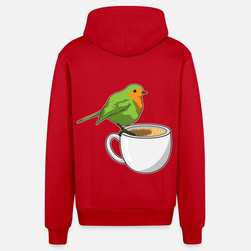 Tasse à café Bird - Veste à capuche bio décontractée fabriquée en UE - rouge