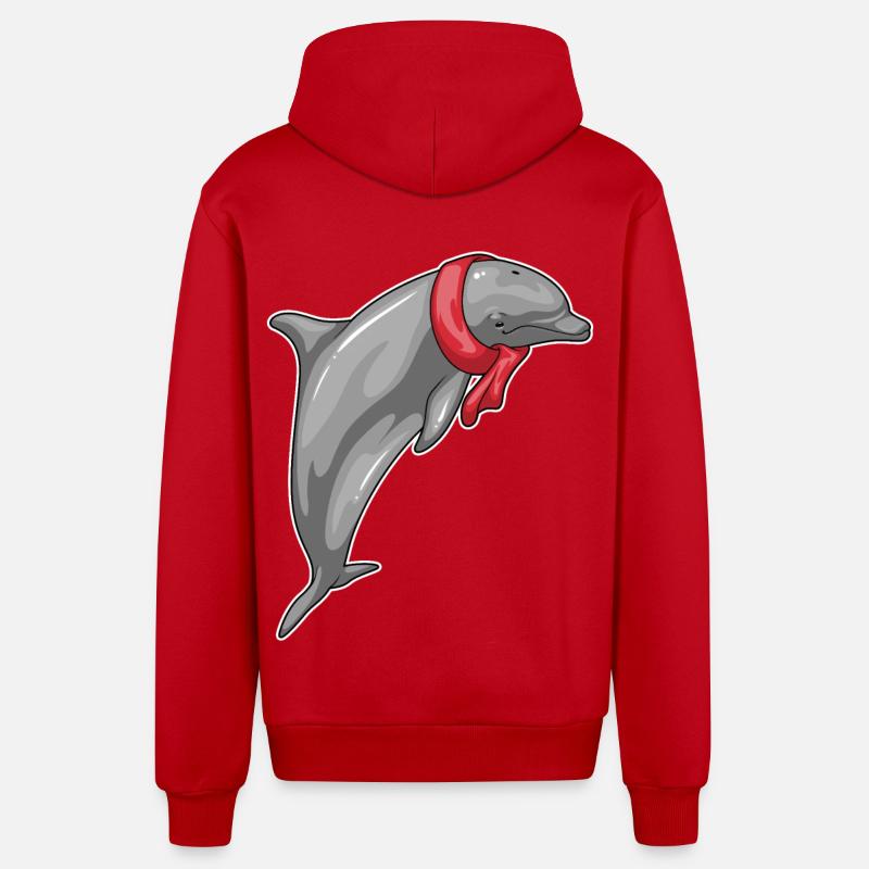 Foulard dauphin - Veste à capuche bio décontractée fabriquée en UE - rouge