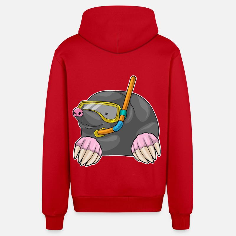 Mole Diver Snorkel - Veste à capuche bio décontractée fabriquée en UE - rouge