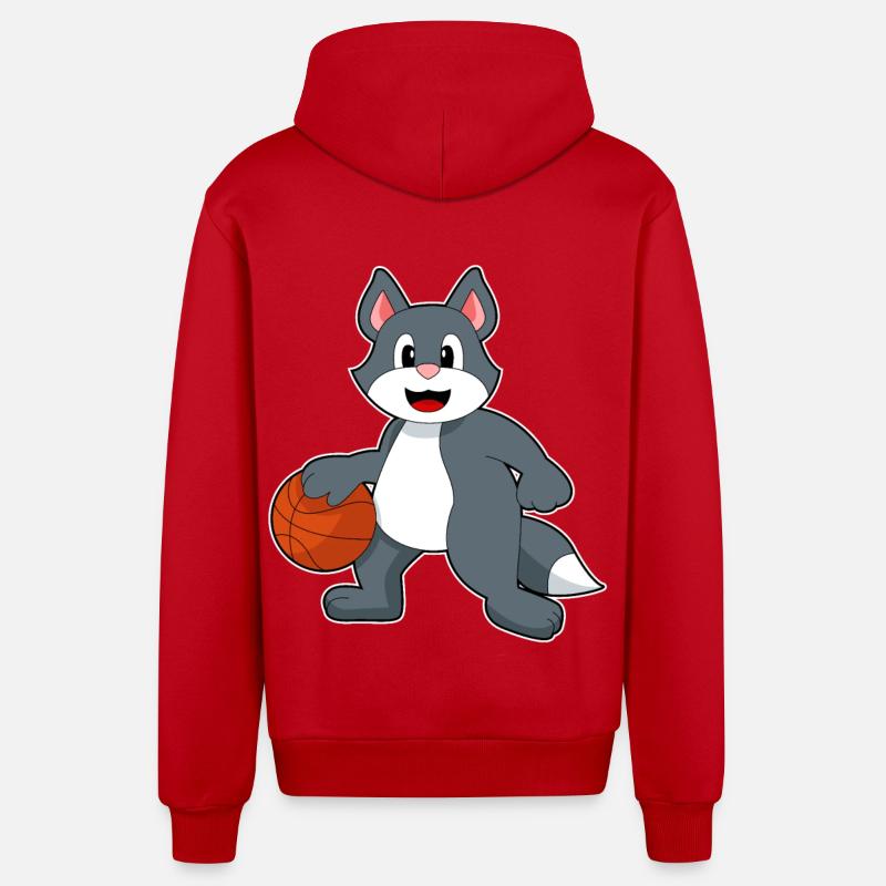 Chat Basketteur Basketteur - Veste à capuche bio décontractée fabriquée en UE - rouge