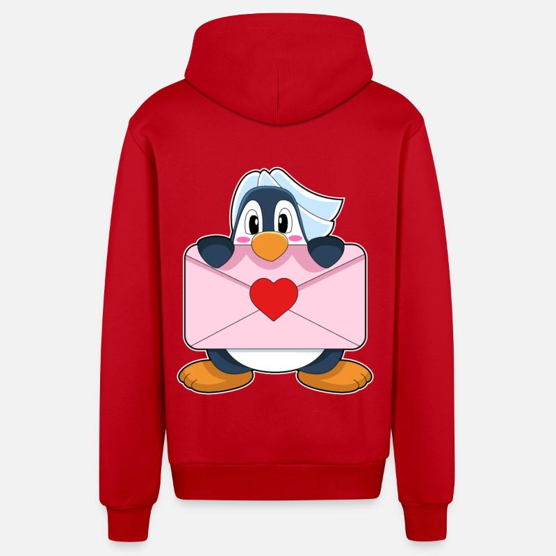 Mariage Penguin Bride Letter - Veste à capuche bio décontractée fabriquée en UE - rouge