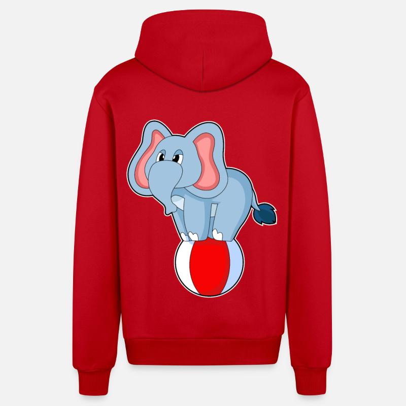 Cirque des éléphants - Veste à capuche bio décontractée fabriquée en UE - rouge