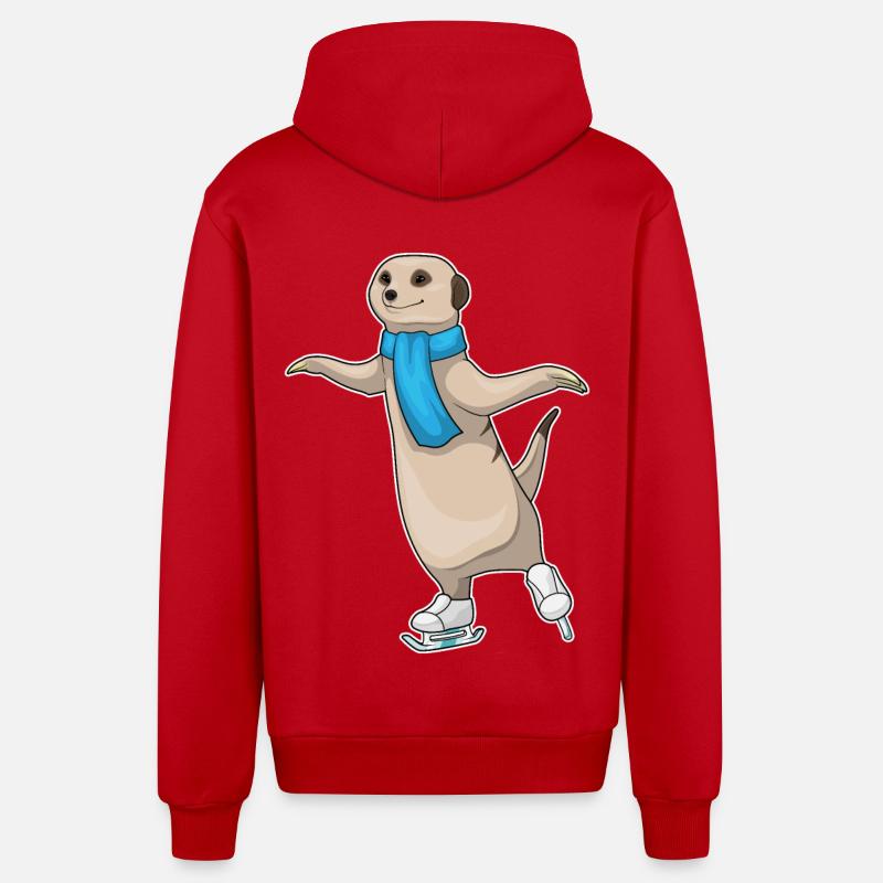 Suricates patins à glace - Veste à capuche bio décontractée fabriquée en UE - rouge