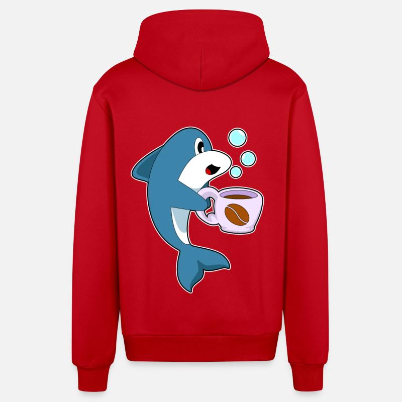 Tasse à café Delfin - Veste à capuche bio décontractée fabriquée en UE - rouge