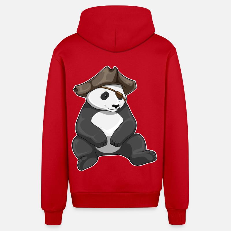 Chapeau de pirate panda - Veste à capuche bio décontractée fabriquée en UE - rouge