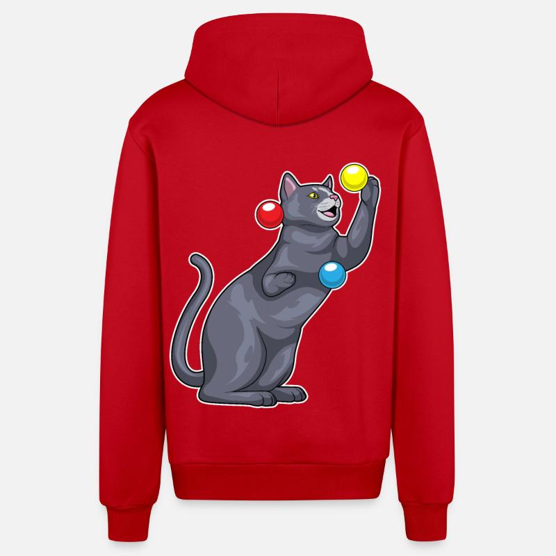 Jongleur de chat jongleur - Veste à capuche bio décontractée fabriquée en UE - rouge