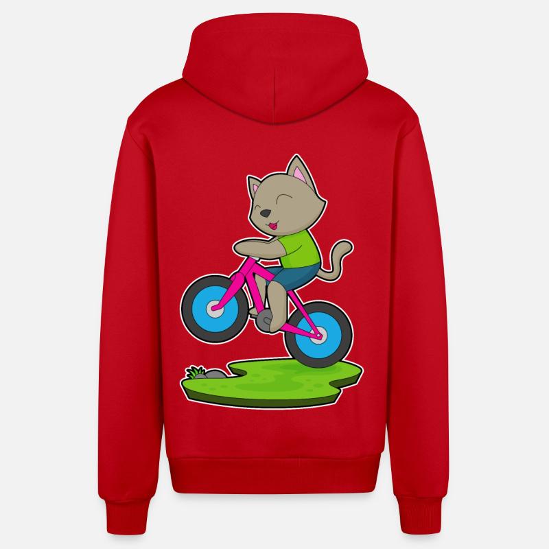 Vélo chat - Veste à capuche bio décontractée fabriquée en UE - rouge