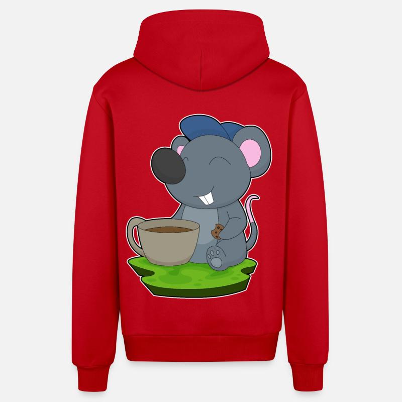 Tasse à café souris - Veste à capuche bio décontractée fabriquée en UE - rouge