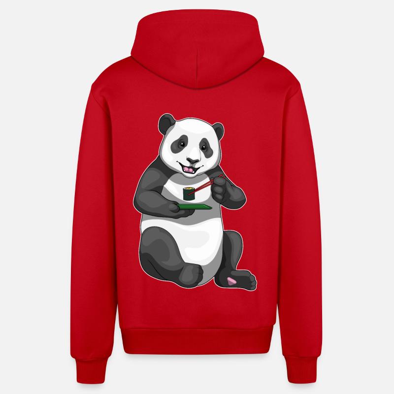 Panda Sushi - Veste à capuche bio décontractée fabriquée en UE - rouge