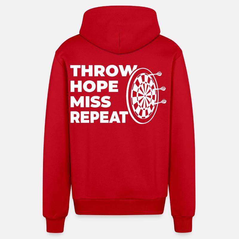 lancer, espérer, manquer, répéter - Veste à capuche bio décontractée fabriquée en UE - rouge