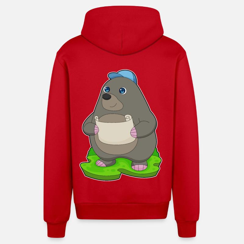 Mole Hiker Map - Organic Relaxed Hooded Jacket Made in EU - red