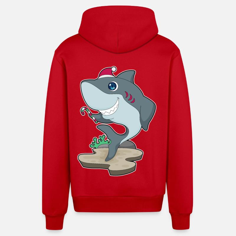 Requin Canne de Noël - Veste à capuche bio décontractée fabriquée en UE - rouge