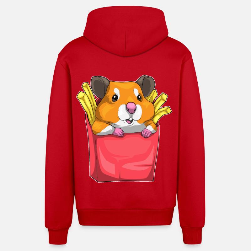 Frites de hamster - Veste à capuche bio décontractée fabriquée en UE - rouge