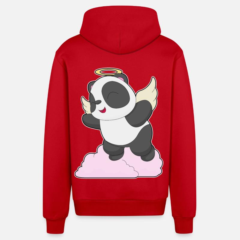 Panda Ange Ange Ailes - Veste à capuche bio décontractée fabriquée en UE - rouge