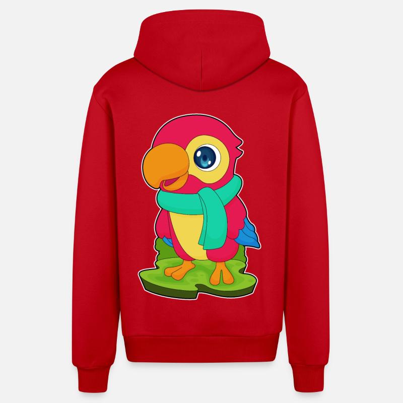 Écharpe d’hiver Parrot - Veste à capuche bio décontractée fabriquée en UE - rouge