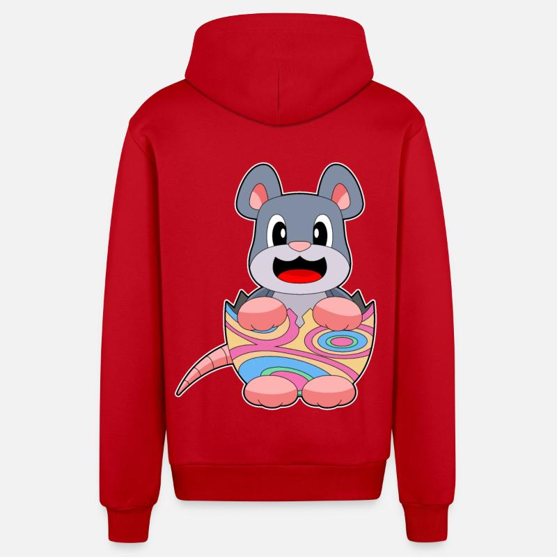 Mouse Easter Easter Egg - Organic Relaxed Hooded Jacket Made in EU - red