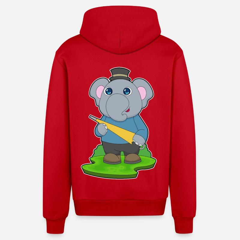 Parapluie éléphant - Veste à capuche bio décontractée fabriquée en UE - rouge