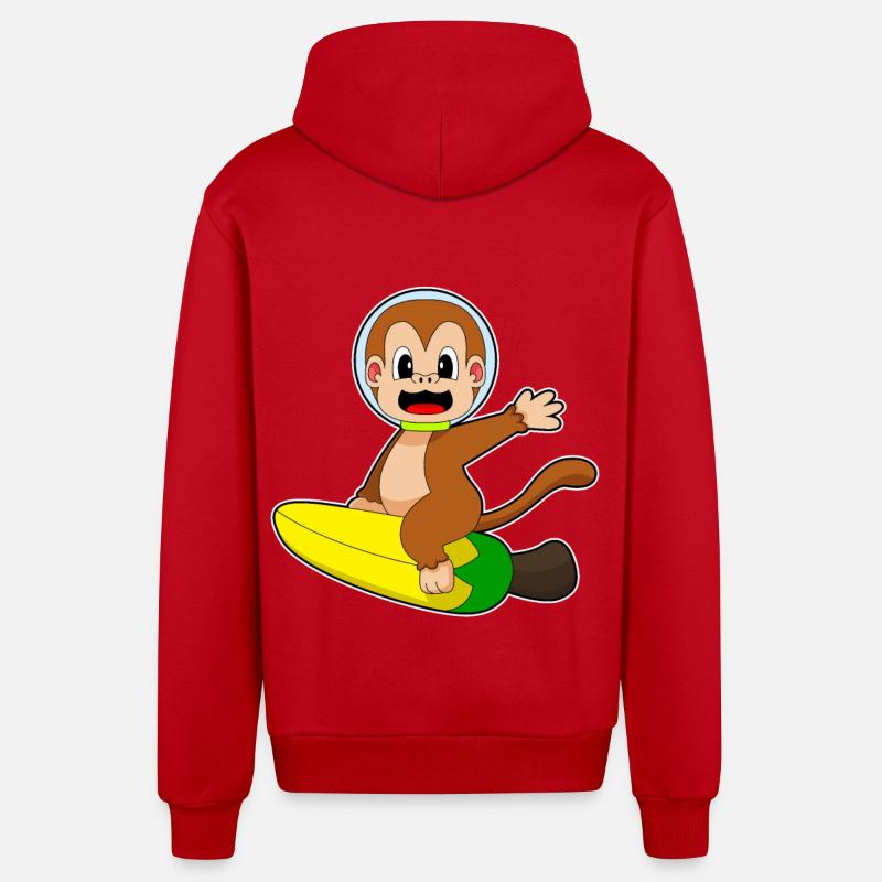 Singe Banane Astronaute - Veste à capuche bio décontractée fabriquée en UE - rouge