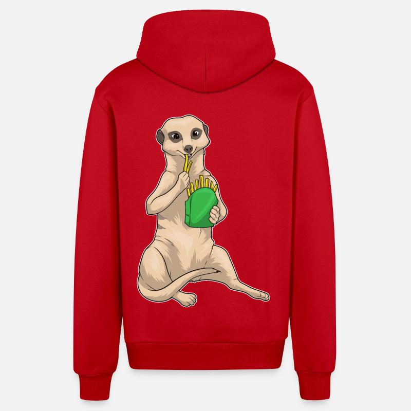 Frites Français suricate - Veste à capuche bio décontractée fabriquée en UE - rouge