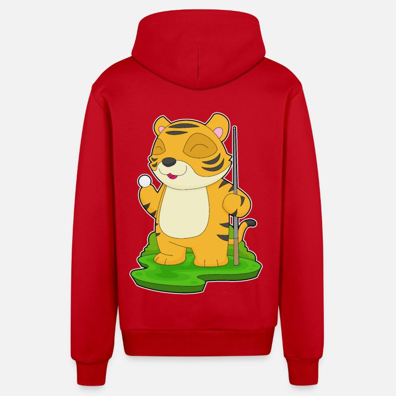 Tiger Billiard Queue - Organic Relaxed Kapuzenjacke Made in EU - Rot