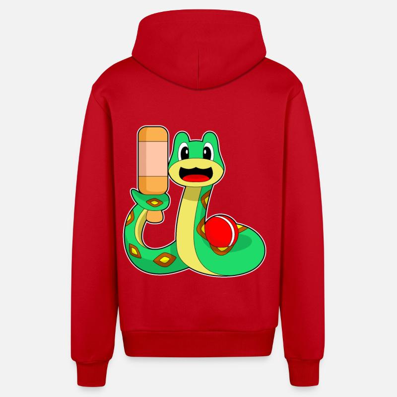Serpent Cricket Batte de cricket - Veste à capuche bio décontractée fabriquée en UE - rouge
