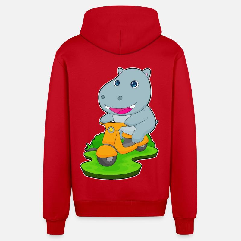 Hippo Scooter - Veste à capuche bio décontractée fabriquée en UE - rouge