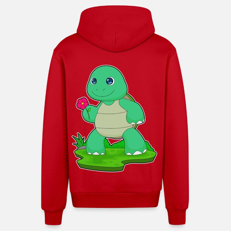 Fleur de tortue - Veste à capuche bio décontractée fabriquée en UE - rouge