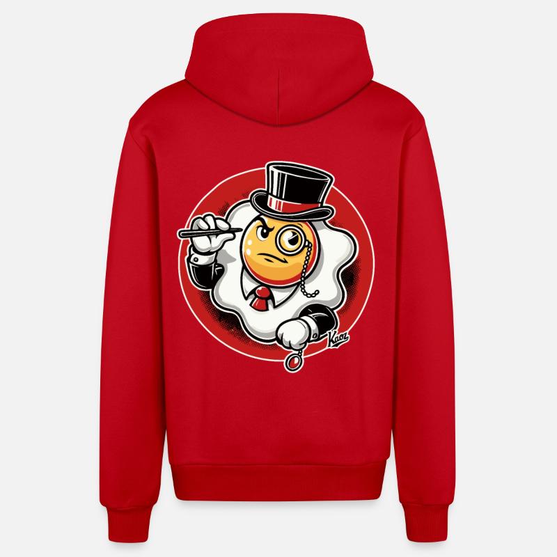 Oeuf au plat élégant gentleman - Veste à capuche bio décontractée fabriquée en UE - rouge