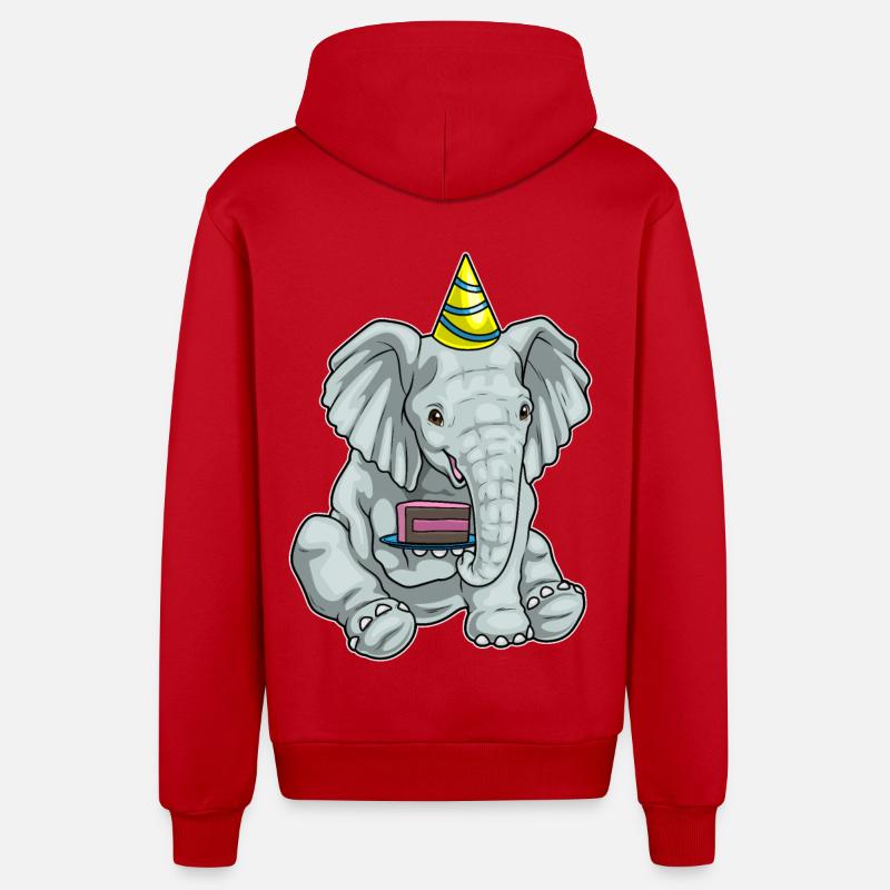 Gâteau éléphant - Veste à capuche bio décontractée fabriquée en UE - rouge