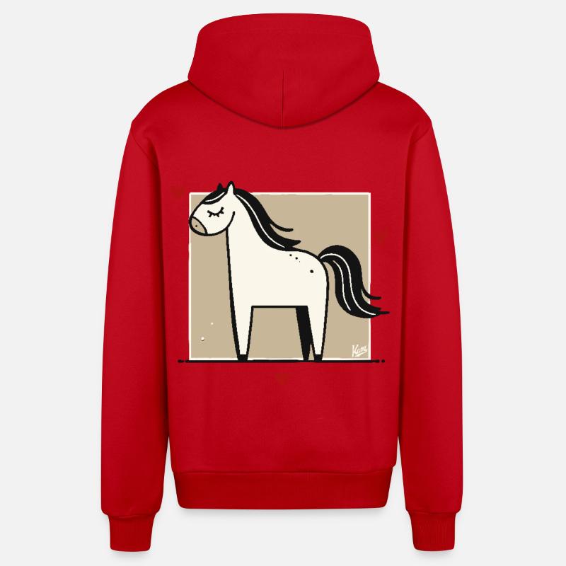 J’aime mon cheval - Veste à capuche bio décontractée fabriquée en UE - rouge