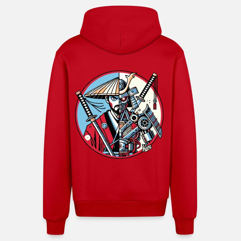 Samurai-Ronin oder Mecha-Shogun - Organic Relaxed Kapuzenjacke Made in EU - Rot